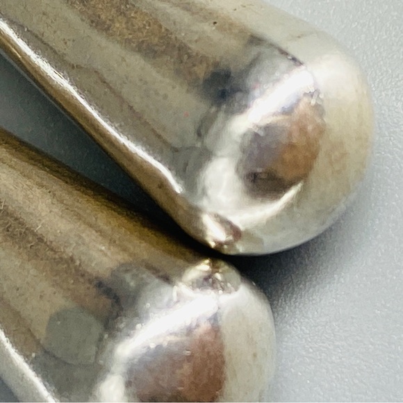 Vintage Sterling Silver Hollow Puff Ball & Teardrop Earrings Handmade - Picture 13 of 15